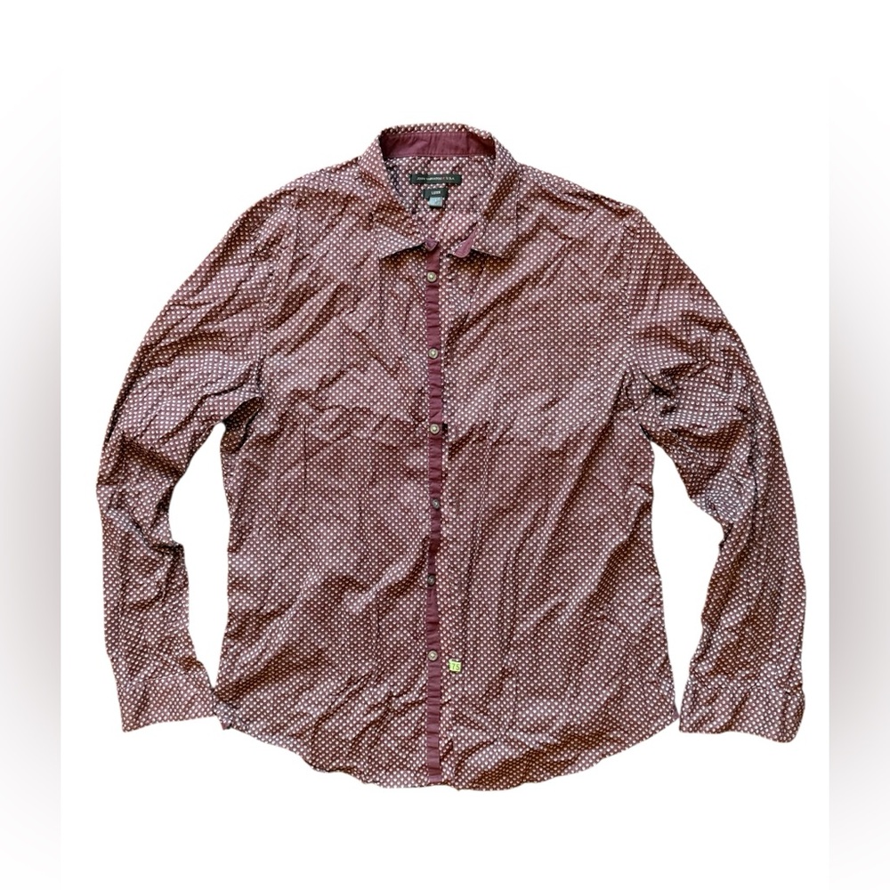 John Varvatos Long Sleeve Button Down Shirt maroon polka dot Men’s Size Large